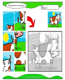 Puzzle Kes Yapıştır Çalışma Sayfaları